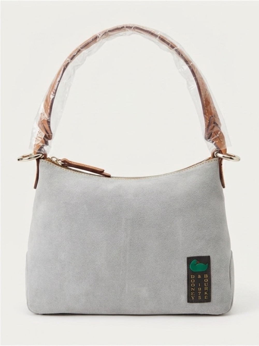 Dooney & Bourke Gray Suede
Chloe 30 Shoulder Bag with Brown Leather Strap NWT - Picture 9 of 12